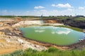 view of landfill leachate pond at waste dump Royalty Free Stock Photo