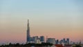 View of Landmark 81 and other houses in Ho Chi Minh City on sunset Royalty Free Stock Photo