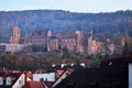 View landscape cityscape of Heidelberger old town square market with Heidelberg Castle Schloss for german people and foreign