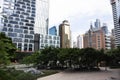 View landscape and cityscape with high building at Wan Chai city in Hong Kong, China