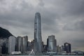 View landscape and cityscape of Hong Kong island from Star Ferry crossing Victoria Harbour at Kowloon island Royalty Free Stock Photo