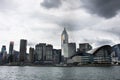 View landscape and cityscape of Hong Kong island from Star Ferry crossing Victoria Harbour at Kowloon island Royalty Free Stock Photo