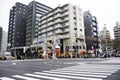 View landscape and cityscape with traffic road evening of Kannana dori street at Higashikasai, Edogawa in Tokyo, Japan Royalty Free Stock Photo