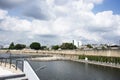 View landscape cityscape at Khlong Yuan Chuan Rak canal area for treatment improving quality water with thai people travel visit
