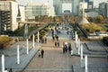 View landscape and cityscape of Odaiba downtown and rainbow bridge in Ariake town at Koto city in Tokyo, Japan Royalty Free Stock Photo