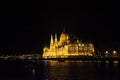 View landscape and cityscape of Old town city and Hungarian Parliament with Danube Delta river and Buda Chain Bridge in night time Royalty Free Stock Photo