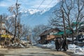 View and landscape and cityscape of the roadways during the winter season in the village of Kashmir