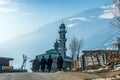 View and landscape and cityscape of the roadways during the winter season in the village of Kashmir