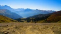 View of the landscape of the Dolomites mountains from Sasso Sella, Italy Royalty Free Stock Photo