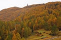 View of landscape furi mountain in autumn season from cable car in zermatt, swiss Royalty Free Stock Photo