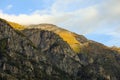 View of landscape furi mountain in autumn season from cable car in zermatt, swiss Royalty Free Stock Photo