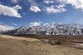 View landscape high range mountain and Sindhu or Indus River on Leh Manali and Srinagar Leh Highway while winter season at Leh