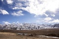 View landscape high range mountain and Sindhu or Indus River on Leh Manali and Srinagar Leh Highway while winter season at Leh