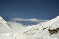 View landscape with Himalayas mountains range and Khardung La road pass winter season at Leh Ladakh in Jammu and Kashmir, India Royalty Free Stock Photo