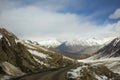 View landscape with Himalayas mountains range and Khardung La road pass winter season at Leh Ladakh in Jammu and Kashmir, India Royalty Free Stock Photo