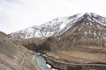 View landscape himalayas range mountain with Confluence of the Indus and Zanskar Rivers from on Srinagar highway while winter Royalty Free Stock Photo