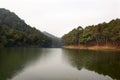 View landscape of Pang Ung lake in Pang Oung forest park or Switzerland of Thailand in authentic Chinese village Ban Rak Thai in