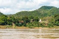 View of the landscape of the river Nam Khan, Luang Prabang, Laos. Copy space for text Royalty Free Stock Photo