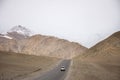 View landscape beside road with Indian people drive car on Srinagar Leh Ladakh highway go to view point of Confluence of the Indus