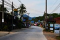 View landscape road street and cityscape countryside rural for thai people and foreign traveler driving riding biking vehicle