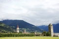 View landscape of Silandro city of countryside Malles Venosta village, Italy