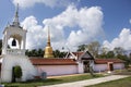 Stupa of Wat phra that sawi temple for thai people travel visit respect praying chedi and buddha statues in Chumphon, Thailand