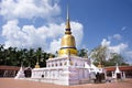 Stupa of Wat phra that sawi temple for thai people travel visit respect praying chedi and buddha statues in Chumphon, Thailand