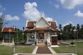 Stupa of Wat phra that sawi temple for thai people travel visit respect praying chedi and buddha statues in Chumphon, Thailand