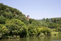 View on the landscape with tower at the neckar bank