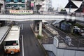 View landscape of traffic road with bus station in Saitama, Japan