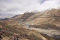 View landscape at viewpoint mountains range with nubra river when evaporated dry at Leh Ladakh in Jammu and Kashmir, India Royalty Free Stock Photo