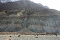 Walkway bridge crossing sindhu river at Diskit - Turtok Highway and Pangong lake road at Leh Ladakh in Jammu and Kashmir, India