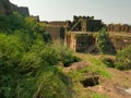 View of Langar Khani Gate with historic well inside Rohtas Fort Royalty Free Stock Photo