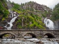 View on Langfossen waterfall in summer, Norway Royalty Free Stock Photo