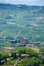 View of the Langhe hills with the Castle of Grinzane Cavour Royalty Free Stock Photo