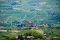 View of the Langhe hills with the Castle of Grinzane Cavour Royalty Free Stock Photo