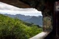 View of Lanikai from inside the Pillbox top of the hiking trail