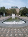 View of the large fountain on Nikole Pasic Square, Belgrade city center Royalty Free Stock Photo