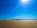 View of the large Isla Canela Beach, in Ayamonte, Spain, on a sunny day