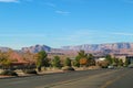 Large Road Leading to Lake Powell (Glenn Canyon) Dam near Page in Arizona, USA Royalty Free Stock Photo