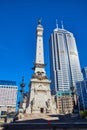 View of large Soldiers and Sailors Monument in downtown Indianapolis, Indiana Royalty Free Stock Photo