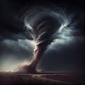 View of a large tornados destroying the landscape. Royalty Free Stock Photo