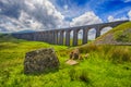 View of large Victorian viaduct in rural countryside scenery Royalty Free Stock Photo