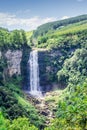 View Of a large waterfall and river, surrounded by lush green vegetation and mountains, Pietermaritzburg , Africa Royalty Free Stock Photo