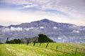 View from Las Trampas Regional Wilderness towards Mount Diablo on an cloudy, overcast day, San Francisco bay area, California