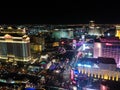 Las Vegas Strip night wide view, North lights Royalty Free Stock Photo