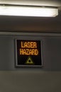 Laser hazard sign in a lab Royalty Free Stock Photo