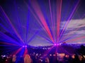 A view of a Laser show at Alexandra Palace in London