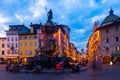 Fountain of Neptune on Piazza Duomo in Trento at twilight Royalty Free Stock Photo