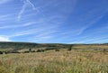 View on a late summers day, with fields, hills and wild plants near, Wood House Lane, Slaidburn, UK Royalty Free Stock Photo